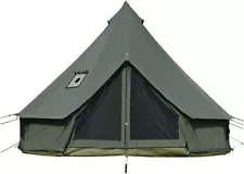 Canvas Bell Tent 10ft Green with Stove Jack and Zipped Removable Floor