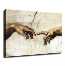 Hand of God The Creation of Adam Poster Picture HD Canvas Print Famous Artwork