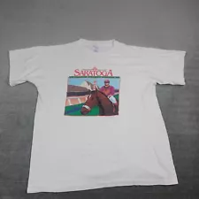 1995 Saratoga Americas Racetrack Horse Racing T-Shirt Mens L White Single Stitch