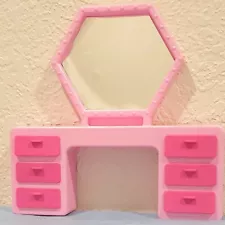 *SALE* VINTAGE 1980's BARBIE & THE ROCKERS PINK VANITY DRESSER with MIRROR ~ EUC