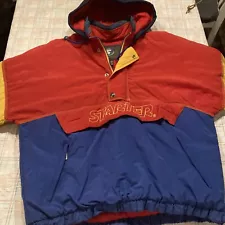 Vintage 90s Starter S2 Red Blue Yellow 1/2 Zip Pullover Size: Large Jacket RARE