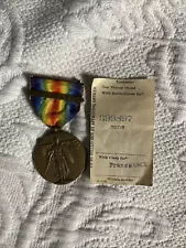 VINTAGE 1920 WW I U.S. Victory Military Medal in Box & France Bar