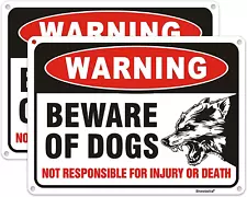 2 Pack Beware of Dog Sign,Metal Rust 10x7 inches, 2PCS (10" x 7" Aluminum)