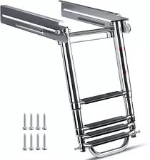 3-4 Step Ladder under Platform Slide Mount Boat Boarding Ladder, Telescoping Lad