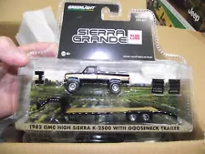 greenlight 1/64 1982 GMC High sierra K2500 w/ gooseneck trailer black & gold NIB