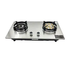 Double Gas Cooker Stainless Steel 2 Gas Hob 4.5KW Left +5.2KW Right Burner