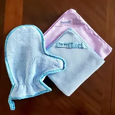 Norwex Window Enviro Cloth Dusting Mitt Lot of 3 - Microfiber Cleaning - EUC!!