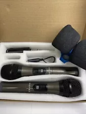 Uhf Wireless Dual Handheld Microphones with Rechargeable 1/4 Output, Read Descr