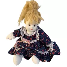 Vintage Merry Thoughts Inc Molded Face Cloth Rag Doll 12” Kapok Stuffed Prairie