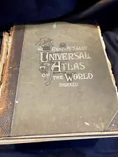 Antique 1898 RAND MCNALLY UNIVERSAL ATLAS OF WORLD Intl Charts Photographs