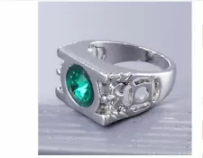 Green Lantern Ring High Quality Silver Color Ring With Crystal Choice of Size