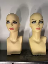 Mannequin Head Shoulder Wig Hat Jewelry Accessory Display Beige Tan