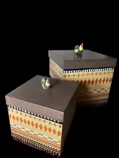 Nesting Storage Boxes With Chicken Handles Set Of 2 Gracie Knight Collection