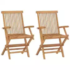 Patio Chairs Outdoor Bistro Folding Chair with Armrest Solid Wood Teak vidaXL