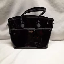 GRACE ADELE FAUX PATENT BLACK Handbag/Purse No Shoulder Strap