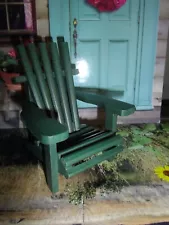 Dollhouse Miniature Green Wooden Painted Adirondack Chair 1:12