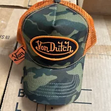 von dutch trucker hat authentic new camo orange one size