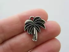 BULK 50 Palm tree charms antique silver tone T71 - SALE 50% OFF