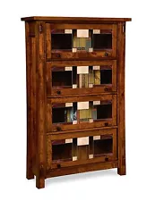 Amish Craftsman Barrister Bookcase Solid Wood Leaded Glass Doors 40" x 64"