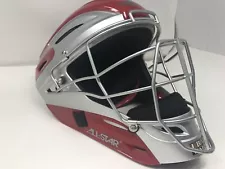 New All Star Pro Model 2-Tone Red/Silver Catcher's Helmet 7 - 7 1/2Inch