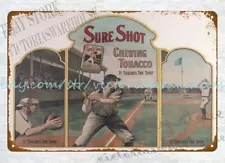 1910 Sure Shot Chewing Tobacco Baseball metal tin sign wall posters home