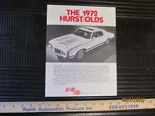 1972 Hurst Olds Cutlass Dealership Sales Brochure Fact Sheet Announcement H/O 72