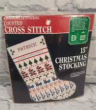 Counted Cross Stitch Sampler Christmas Stocking Kit #9601 15 Inch Unopened