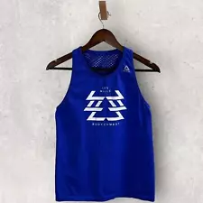 Reebok LES MILLS BODYCOMBAT Support Tank Top Size Large Blue Mesh Workout Train