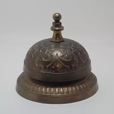 Vintage Solid Brass Ornate Hotel Front Desk Bell ~ Sale Service Counter Bell