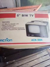 Vintage Action 5" Black and White TV.