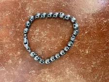 David Yurman Men's Memento Mori Skull Bead Bracelet Sterling Silver