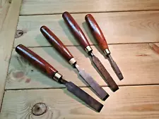 4 x Vintage Firmer Chisels Woodworking Old Hand Tools Carpentry Shop Wood Brass