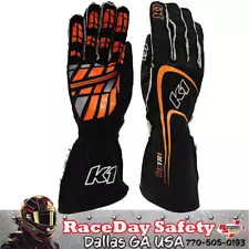 K1 RaceGear Track 1 Nomex® Racing Gloves SFI 3.3/5 Black/Fluorescent Orange