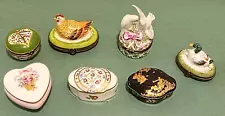 Lot Of 7 LIMOGES PORCELAIN HAND PAINTED TRINKET BOXES 4 HINGED