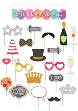 20pc Wedding Photo Prop Set - Booth Selfie Props Set Party Table Decoration