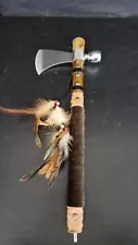 Chief's Ceremonial Tomahawk Pipe Stainless Steel Axes W/Fur Handle