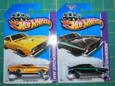 Lot of 2 - Hot Wheels - `73 Ford Falcon XB - Black & Yellow - 2013 HW Showroom