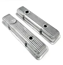 Pair OE LT1 Style Aluminum Valve Covers w/ Gaskets For Small Block Chevy SBC