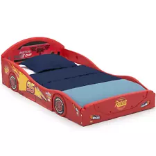 Cars Toddler Bed Lightning McQueen Plastic Safe Race Car Bed Frame Red Boys Kids