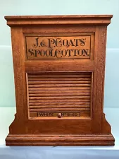 J&P Coats Oak Spool Cabinet 22 3/4”H