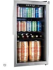 hOmeLabs Beverage Refrigerator and Cooler - 120 Can Mini Fridge with Glass Door