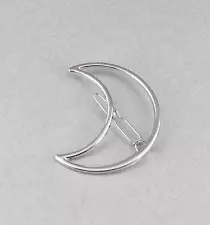 Silver moon barrette crescent outline shape metal hair clip lunar phase