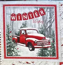 Sale Quilt Fabric Nostalgic Christmas Antique Truck Red Barn Wagons Cardinals