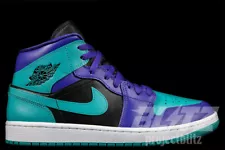 WOMENS AIR JORDAN 1 MID BLACK GRAPE 2022 BQ6472-502 DARK CONCORD/NEW EMERALD-BLK