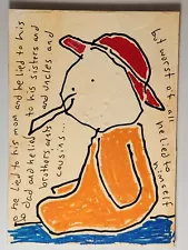 New Listinge9Art ACEO lying man outsider art brut naive