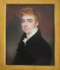 SUPERB REGENCY PORTRAIT MINIATURE of HANDSOME YOUNG GENTLEMAN IN FITTED CASE