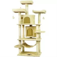 NEGTTE Large Cat Tree, Cat Tower with Sisal Scratching Posts,Large Cat Condo ...