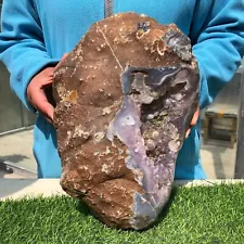 14.2 LB Natural Agate Geode Quartz Crystal Mineral Specimen - Madagascar