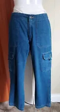 Cargo Jeans Mid Length Cargo Pants Jeans Blue