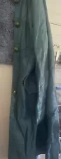 Vintage Turquoise Leather Embroidered Coat with Shearling Collar